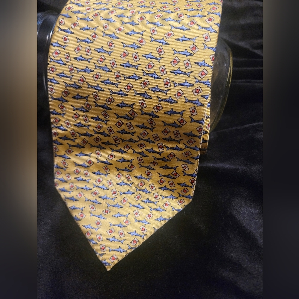 PETER BLAIR MENS 100% SILK YELLOW TIE SHARKS DRESS COCKTAIL SUIT MADE IN USA EUC